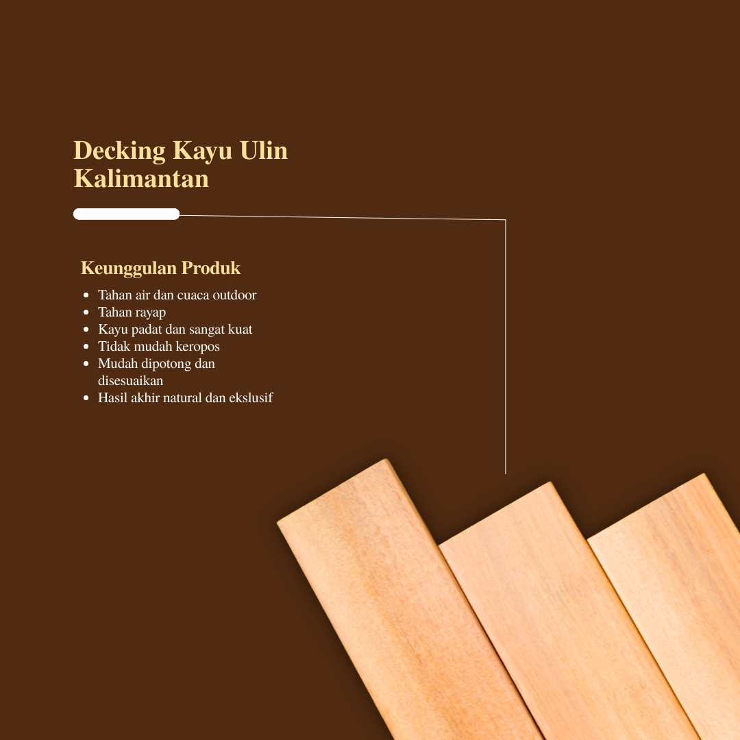 Kayu Ulin Kalimantan Asli/Decking Ulin Kalimantan/Lantai Kayu Outdoor