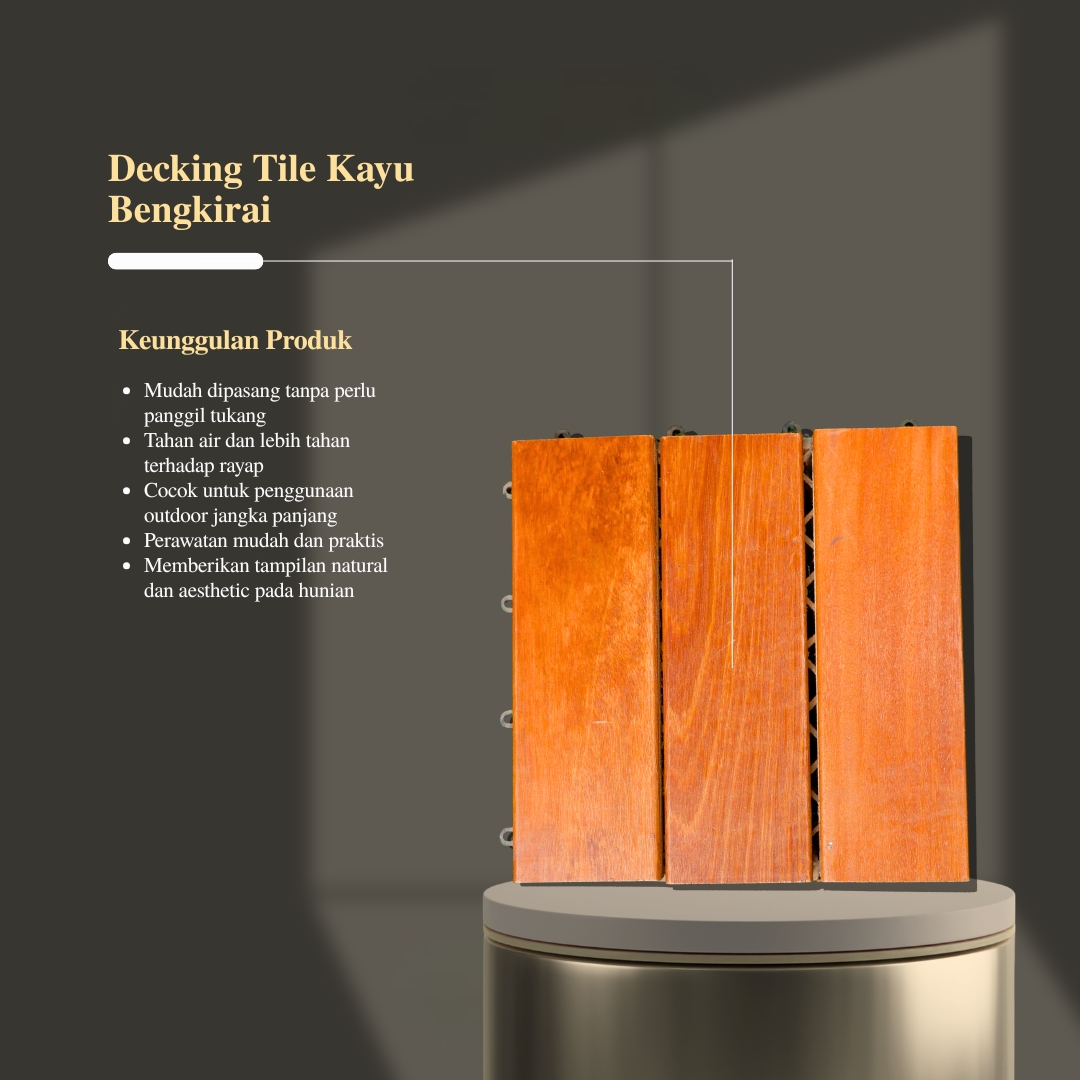Lantai Kayu - Decking Tile - Lantai Taman Bengkirai