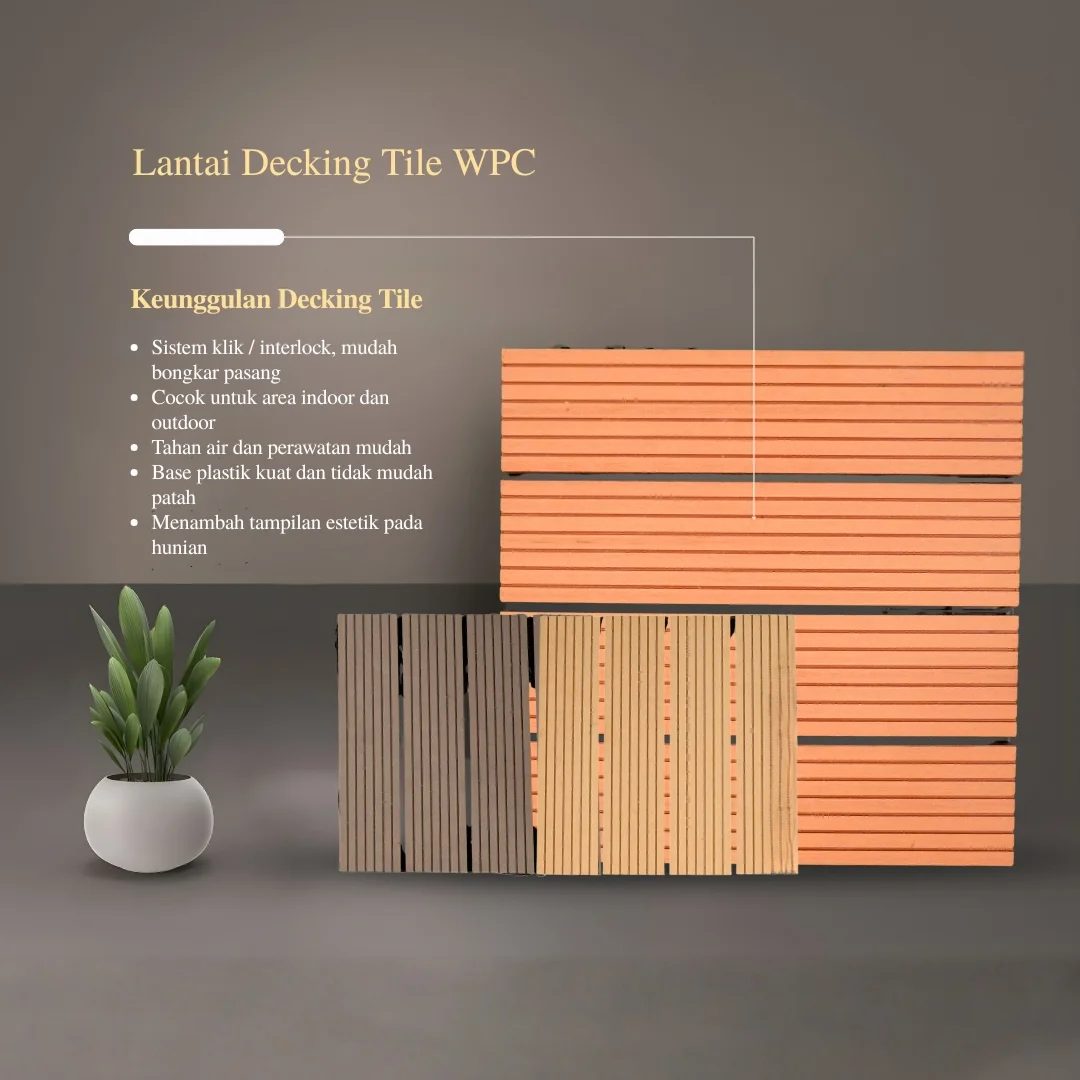 Decking Tile WPC - Lantai indoor dan Outdoor - Lantai Kayu Bongkar Pasang - Ubin kayu