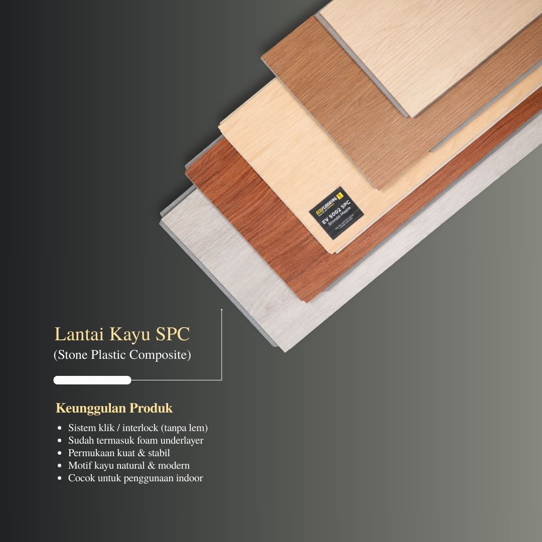 Lantai Kayu SPC 5mm. Lantai SPC/Sudah Termasuk Foam. Vinyl SPC