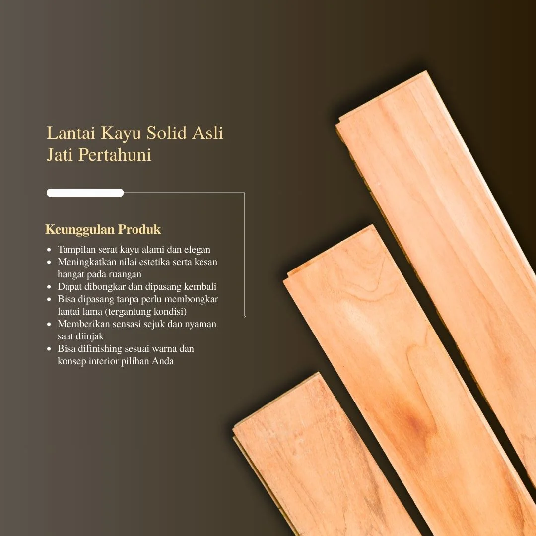 Lantai Kayu Solid Asli Jati Pertahuni