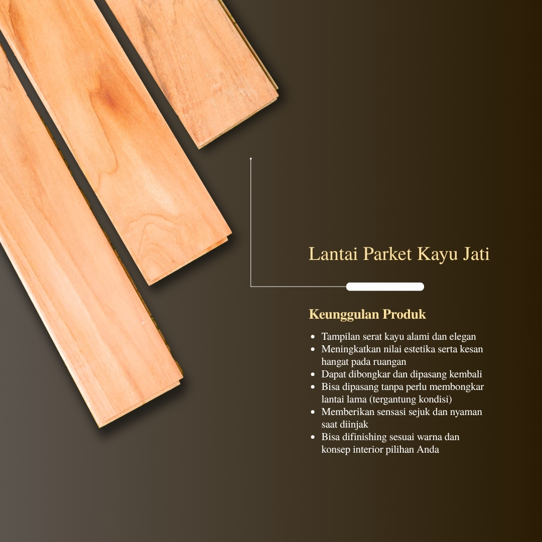 Lantai Kayu Parket - Parquet - Parkit Jati Unfinish/Lebar 9cm/Lantai Kayu Solid