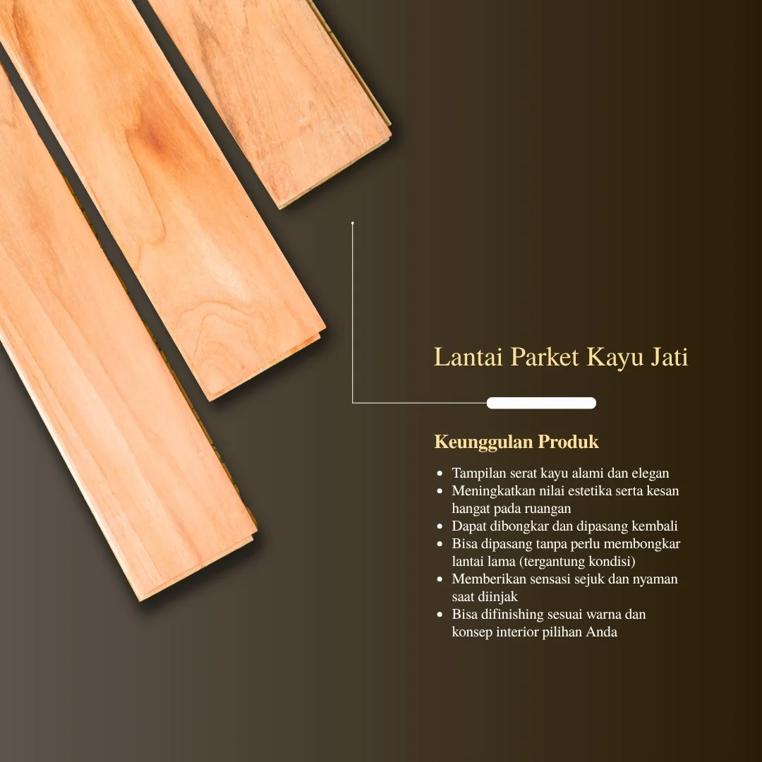Lantai Kayu Parket – Parquet – Parkit Jati Unfinish/Lebar 9cm/Lantai Kayu Solid