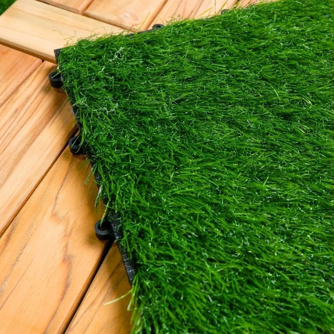 Decking Tile Lantai Rumput Sintetis 28x28cm Tahan Air 4 Decking Tile Lantai Rumput Sintetis 28x28cm Tahan Air