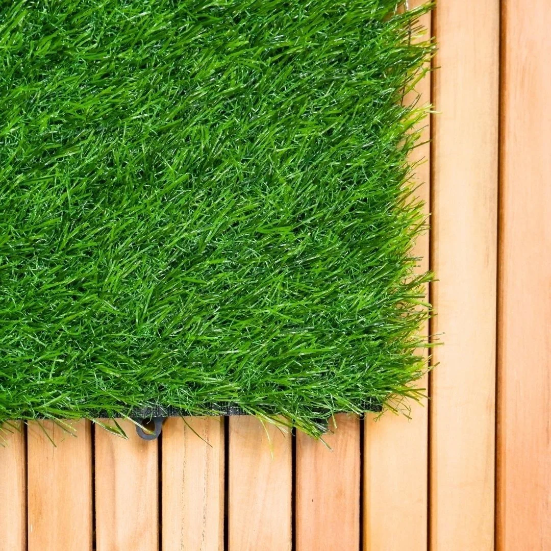 Decking Tile Lantai Rumput Sintetis 28x28cm Tahan Air 5 Decking Tile Lantai Rumput Sintetis 28x28cm Tahan Air