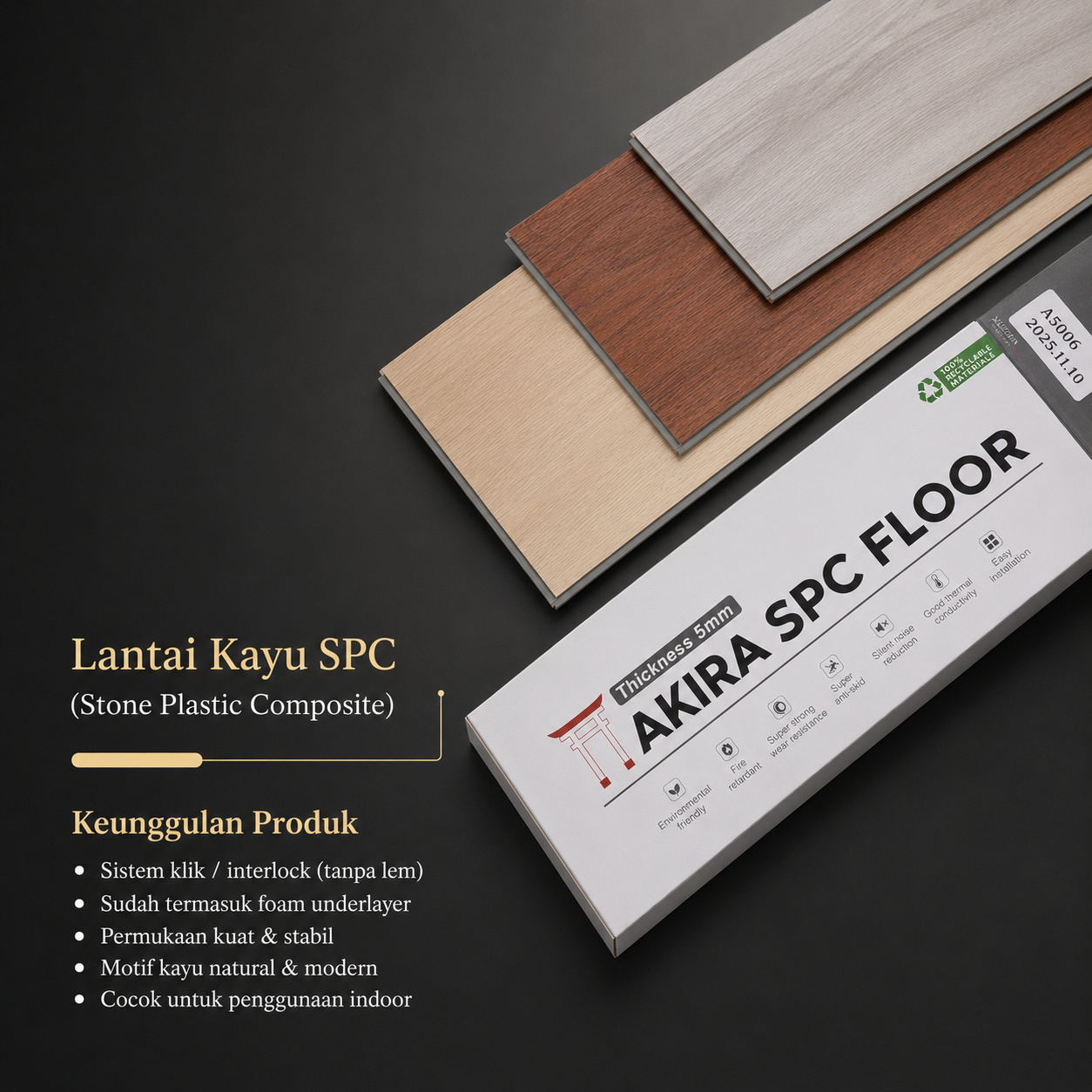 Homepage 5 Lantai Kayu SPC 5mm Lantai SPC/Sudah Termasuk Foam Vinyl SPC