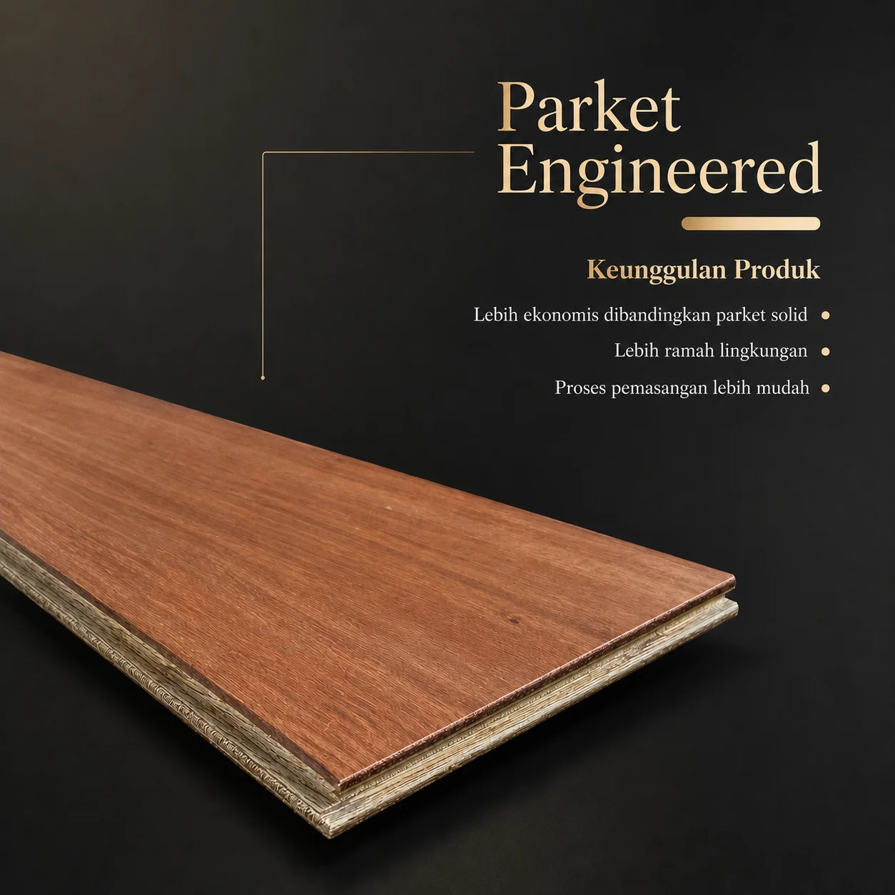 Lantai Kayu Parket Engineered Motif Jati dan Mahoni