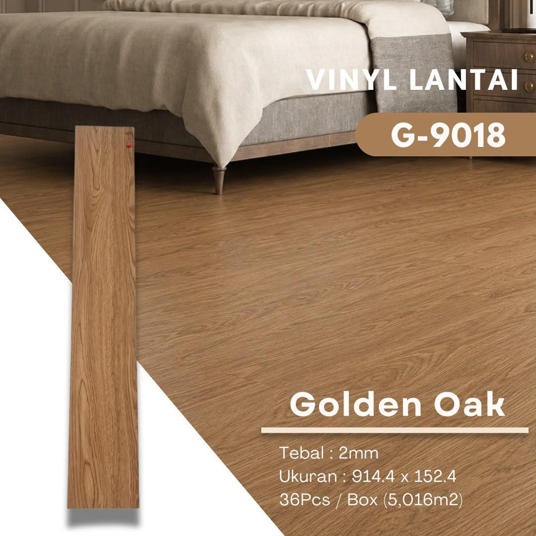 Lantai kayu vinyl 2mm motif Golden Oak G-9018 di kamar tidur